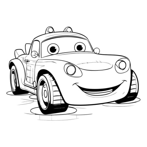 funny cartoon car on a white background. vector illustration. ep
