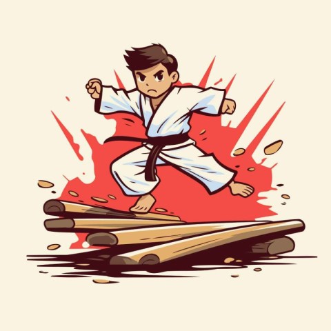 Cartoon karate vector illustration. Martial arts. karate fighter