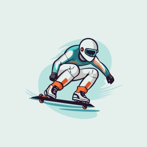 Skateboarder vector illustration. isolated on light blue backgro