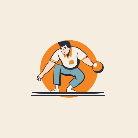 Basketball player with ball. Vector illustration in flat design