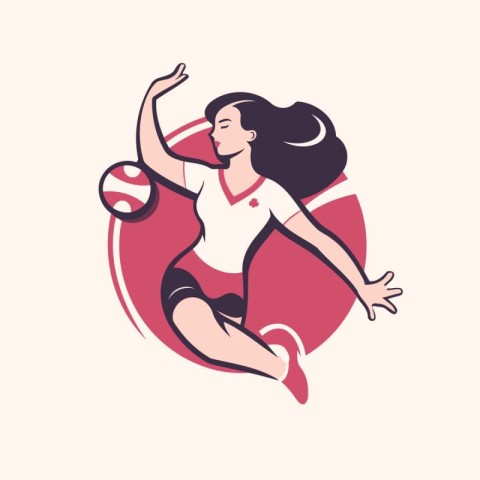 Volleyball player with ball. vector illustration in flat style.