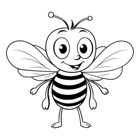 Cartoon bee isolated on white background. Vector illustration fo