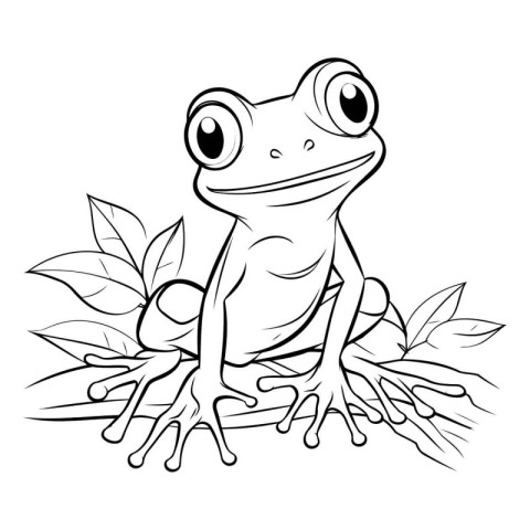 illustration of a cute frog on a white background for coloring b