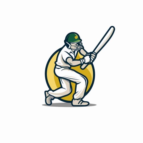 Cricket player holding a bat and ball. Vector illustration.