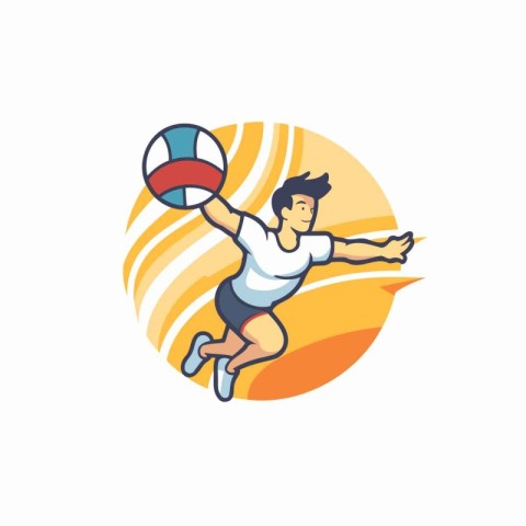 Volleyball player with ball. Vector illustration on white backgr