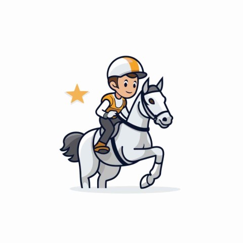 Horse racing and jockey. Vector illustration on white background