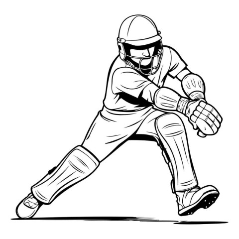 Cricket player in action. Vector illustration ready for vinyl cu