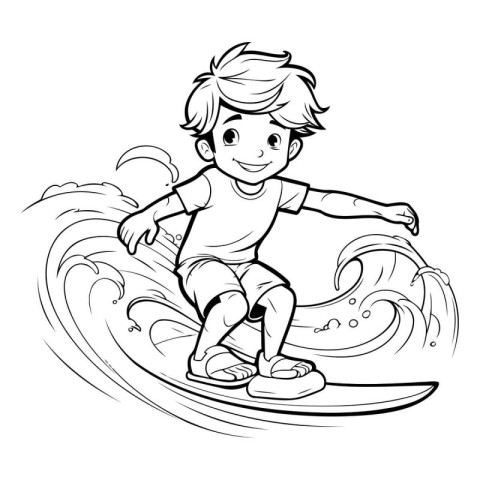 Boy surfing. Vector illustration ready for vinyl cutting or t-sh