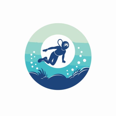 Diver vector logo design template. Aquarium icon vector illustra