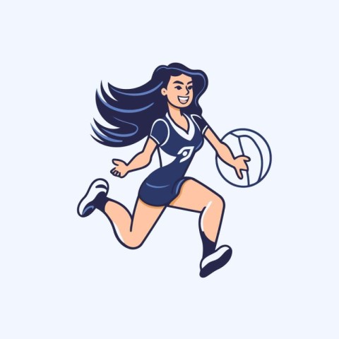 Vector illustration of a woman playing volleyball. isolated on w