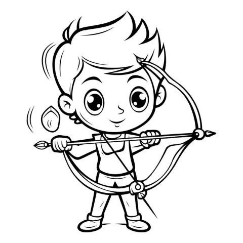 Cute Cartoon Boy Cupid with Bow and Arrow Vector Illustration