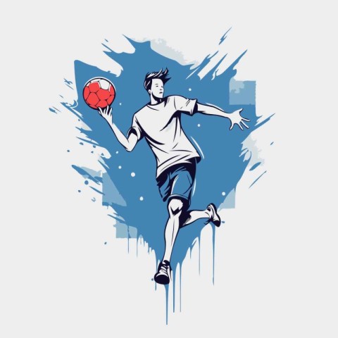 Hand drawn sketch style illustration of a soccer player running