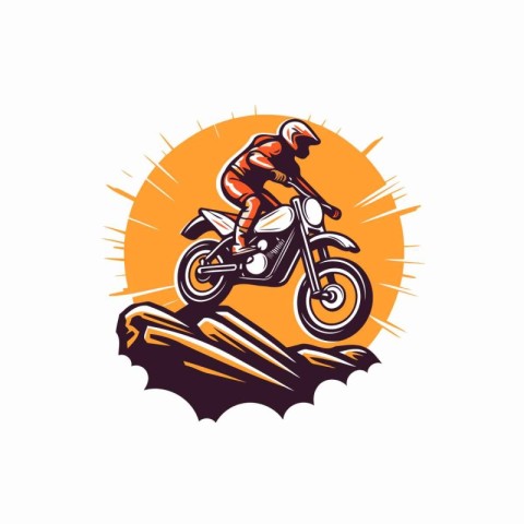 Motocross rider vector illustration. Side view of motocross ride