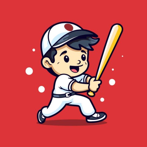 Baseball Player Cartoon Mascot Character Vector Illustration Des