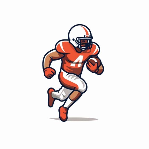 American football player running with ball. Vector illustration