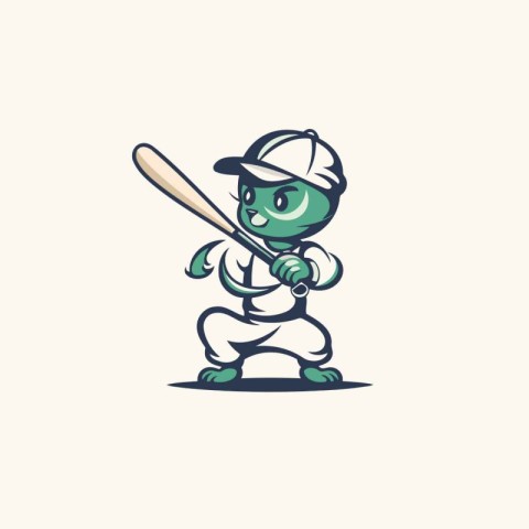 Baseball player with bat and ball. Vector illustration in cartoo