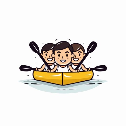 Group of people in kayak. Vector illustration on white backgroun