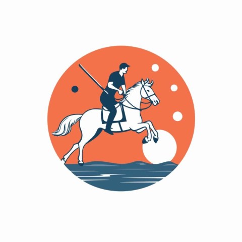 Horse and rider vector illustration. equestrian sport logo desig