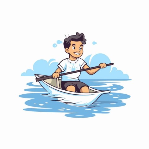 Man in a boat. Vector illustration of a man in a boat.