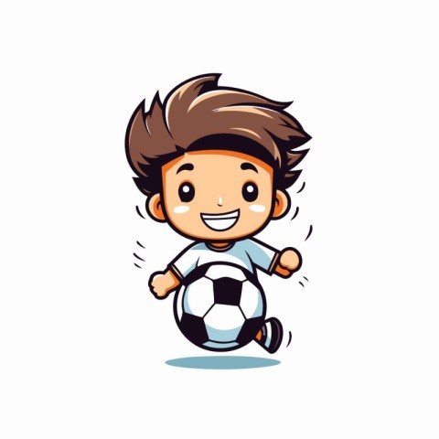 Cute Boy Soccer Player Cartoon Mascot Character Vector Illustrat