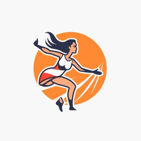 Running woman. Sport and fitness. Vector illustration in a flat