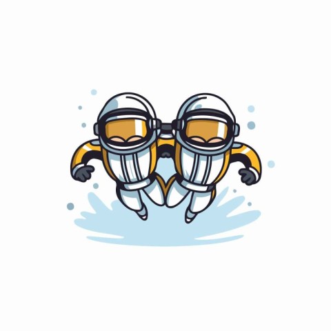 Cartoon scuba diving icon on white background. Vector illustrati