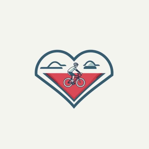 Bike in the heart icon. Vector illustration. flat design.