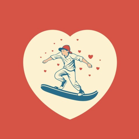 Snowboarder in the form of a heart. Vector illustration.