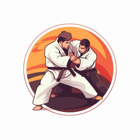 Tae Kwon Do fighter in the ring. Vector illustration.