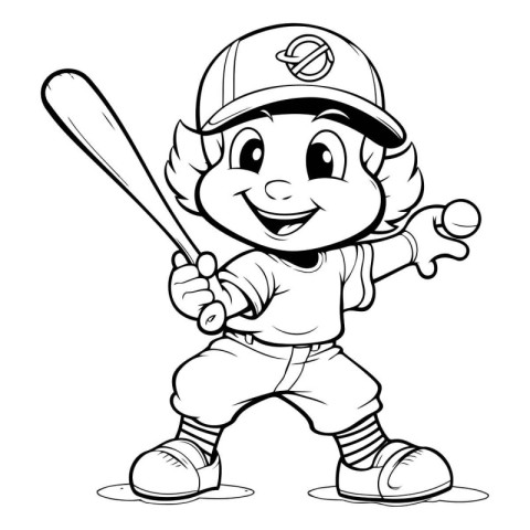 Baseball Player - Colored Cartoon Illustration. isolated on whit