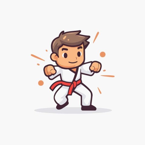 Taekwondo character. Vector illustration in a flat style.