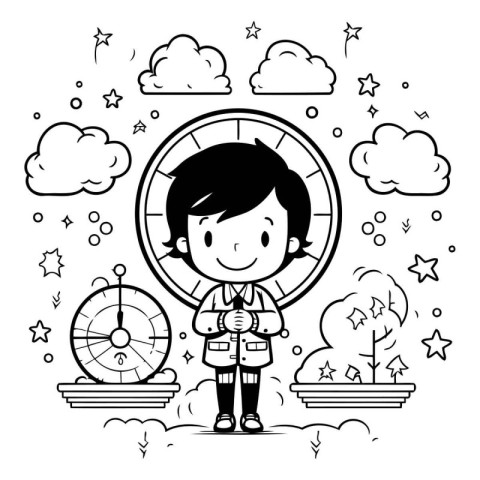 Cute Boy Astronaut Vector Illustration. Cartoon Character. Vecto