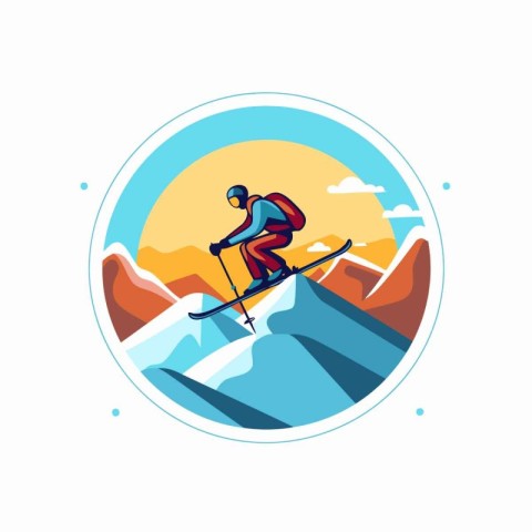 Snowboarder on the top of the mountain. Vector illustration.