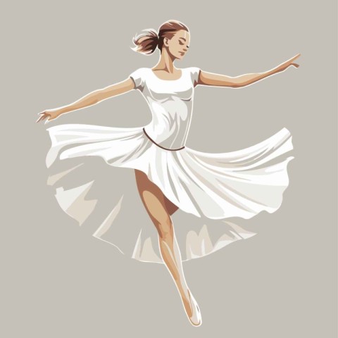 Beautiful ballerina in a white dress. Vector illustration.