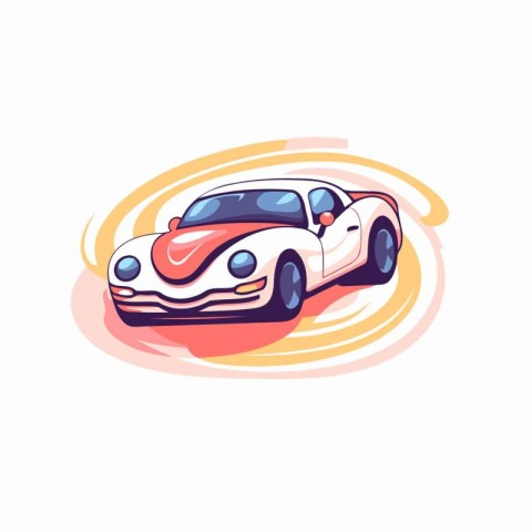 Sport car racing vector icon. flat cartoon style illustration is