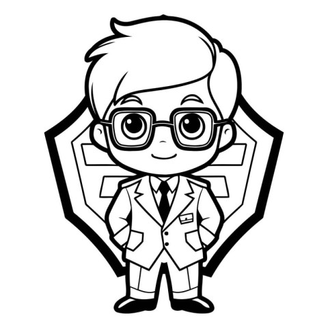 Cute boy cartoon with coat and glasses icon vector illustration