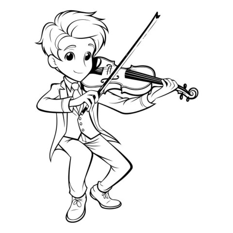 Boy playing the violin. Vector illustration of a boy playing the