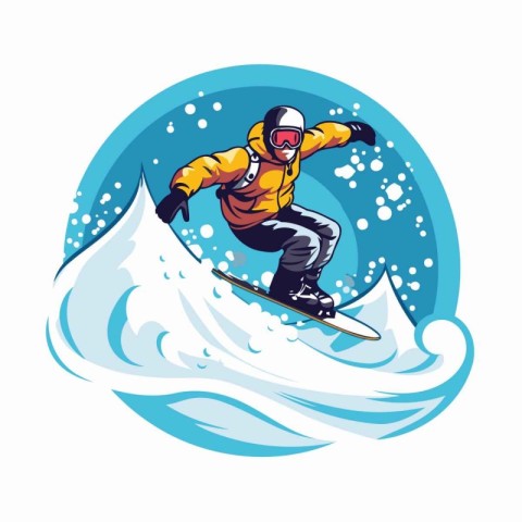 Snowboarder riding a wave. Vector illustration of a snowboarder