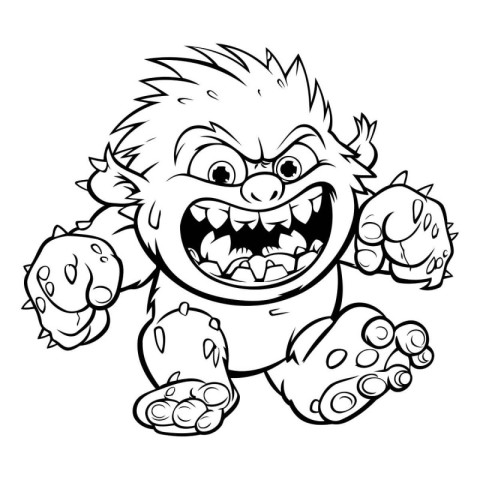 Black and White Cartoon Illustration of Funny Zombie Mascot Char