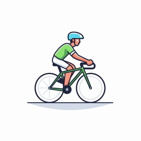 Cyclist riding a bike. Vector illustration in flat style.