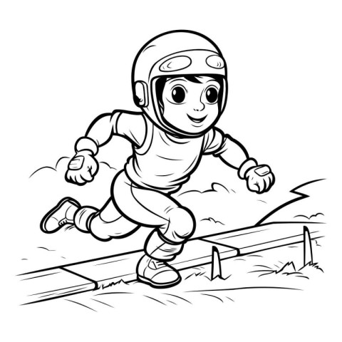 Illustration of a Kid Astronaut Jumping Over obstacles - Colorin