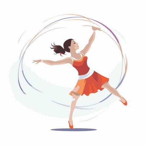 Beautiful girl dancing ballet. Vector illustration in a flat sty