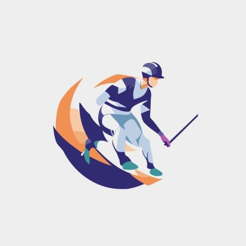 Hockey player. Flat style vector illustration. Sportsman in helm