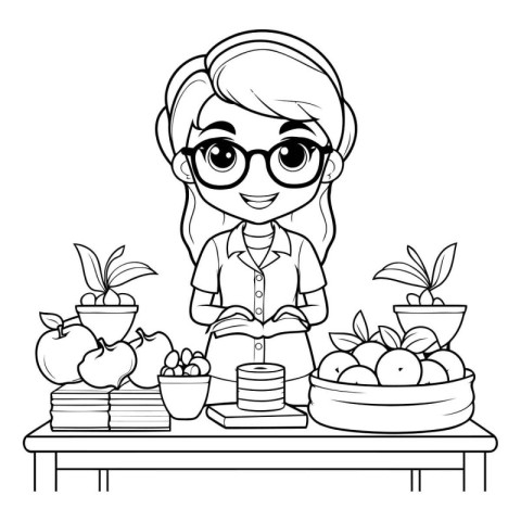 Girl with fruits and vegetables design. Kid childhood little peo