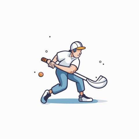 Baseball player with bat and ball. Flat style vector illustratio