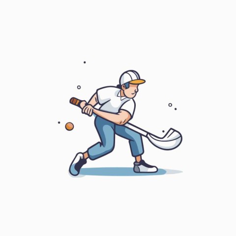 Baseball player with bat and ball. Flat style vector illustratio