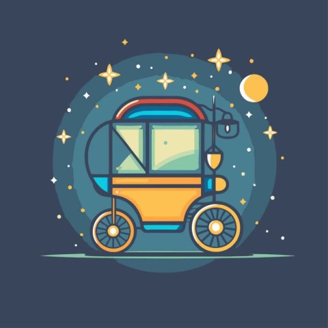 Rickshaw icon in flat style. Vector illustration for your design