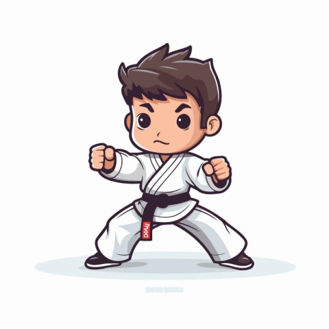 Taekwondo. Cute cartoon character. Vector illustration.