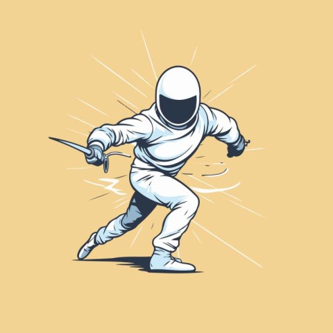 Astronaut with sword. Vector illustration for t-shirt design