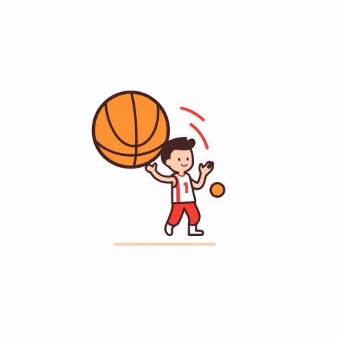 Basketball player flat color vector icon. Basketball player with